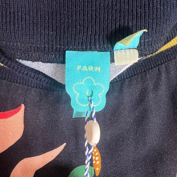 NEW! Farm Rio Calla Flared Retro Floral Pants S Black Motif Retro Boho $148 - Picture 8 of 11